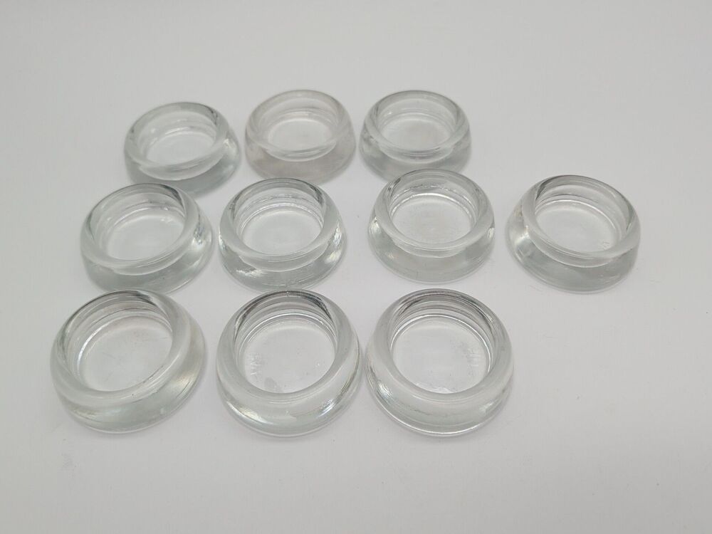 10 Vtg Hazel Atlas Clear Glass Furniture Coaster Slider Floor Protector